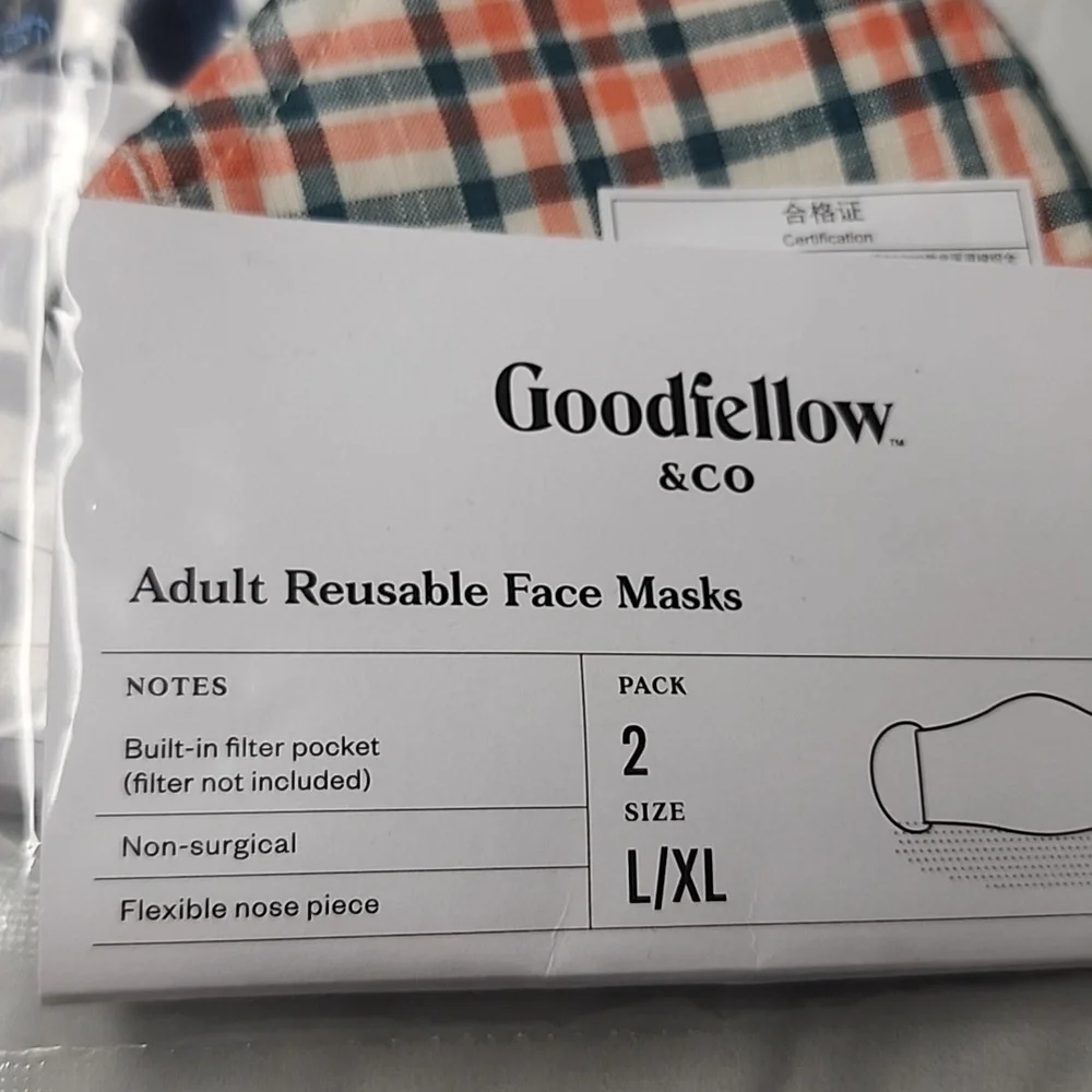 4 Reusable adult face Masks With adjustable straps